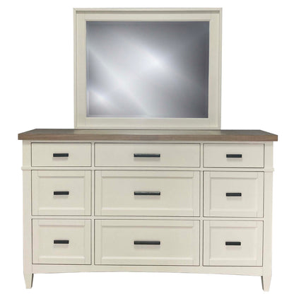 Americana Modern Bedroom - 9 Drawer Dresser And Mirror - Cotton