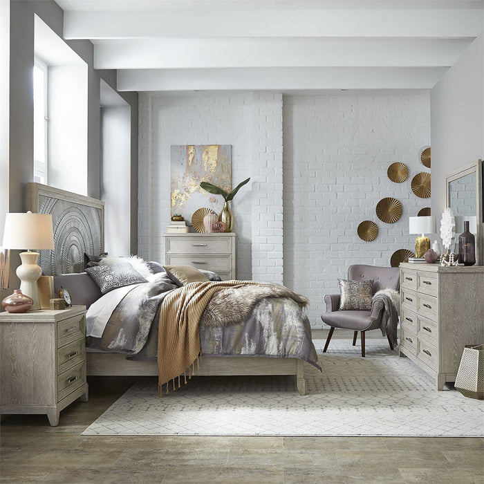 Liberty Furniture Belmar 5 Drawer Chest in Washed Taupe and Silver Champagne