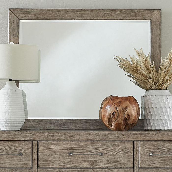 Liberty Furniture Skyview Lodge Landscape Mirror in Cobblestone