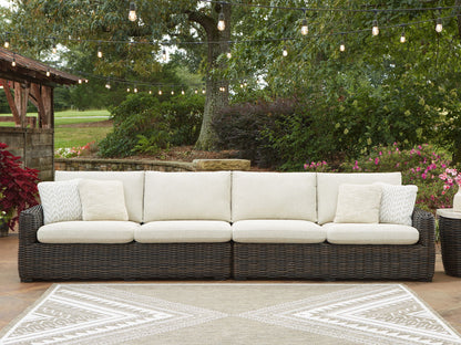 Kimora - Raf/Laf Loveseat With Cushion (Set of 2) - Beige / Dark Brown