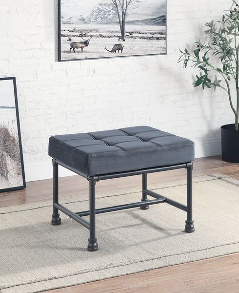 Brantley - Ottoman - Gray Velvet & Sandy Gray