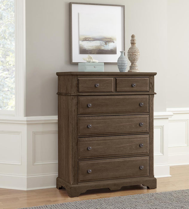 Vaughan-Bassett Heritage 5 Drawer Chest in Cobblestone Oak