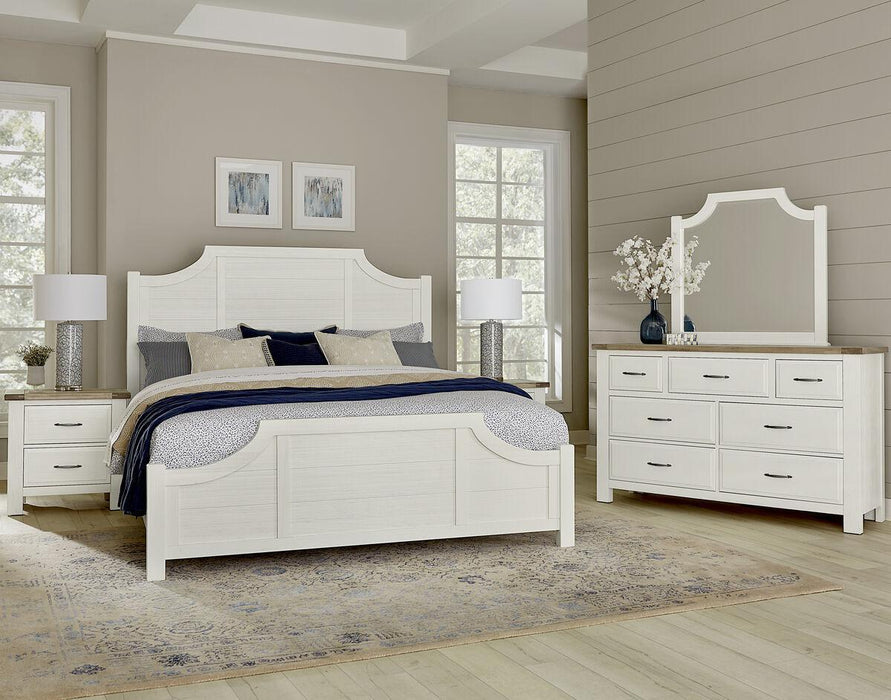 Vaughan-Bassett Maple Road Cal King Scalloped Bed in Soft White