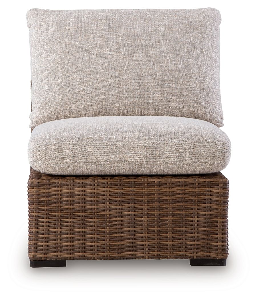 Dolan Creek - Armless Chair With Cushion - Beige / Brown