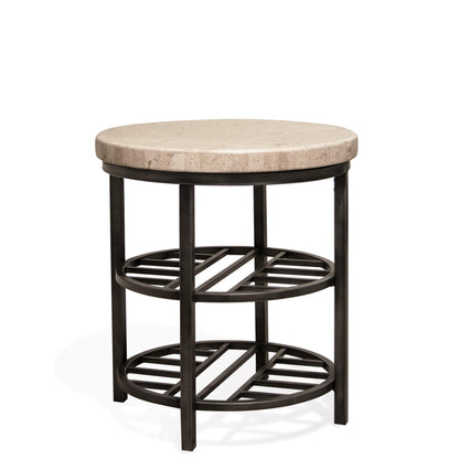 Capri - Round End Table - Alabaster Travertine