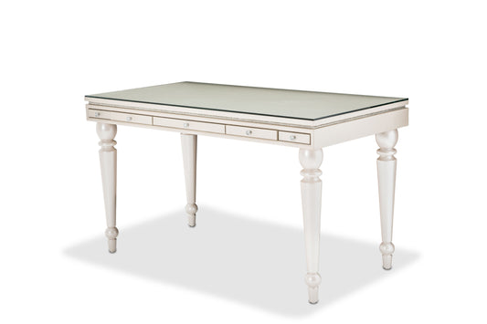 Glimmering Heights - Writing Desk w / Glass Top - Ivory