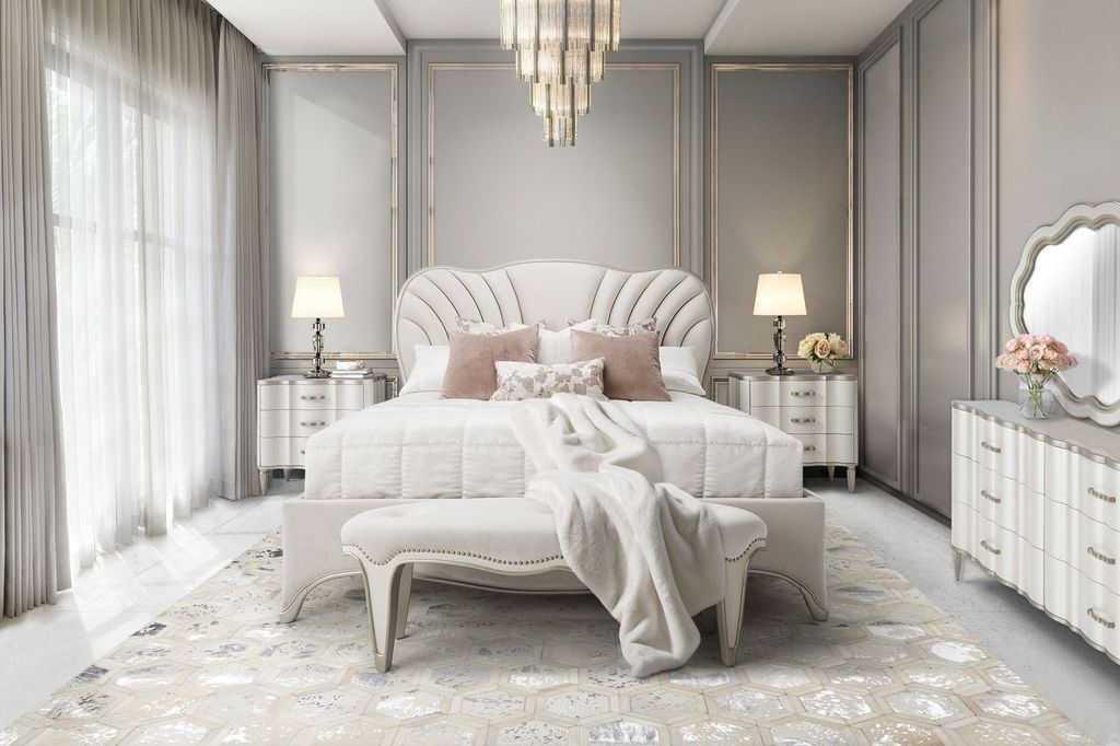 London Place - Dresser with Mirror - Creamy Pearl