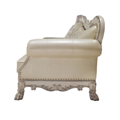 Dresden - Sofa With 4 Pillows - Synthetic Leather & Bone White