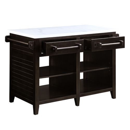 Darwid - Kitchen Island - Marble Top Top & Espresso