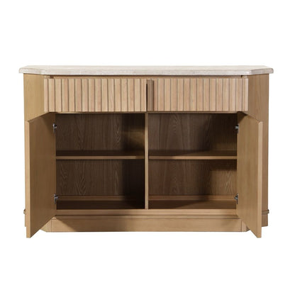 Qwin - Server With Marble Top - Marble Top & Oak