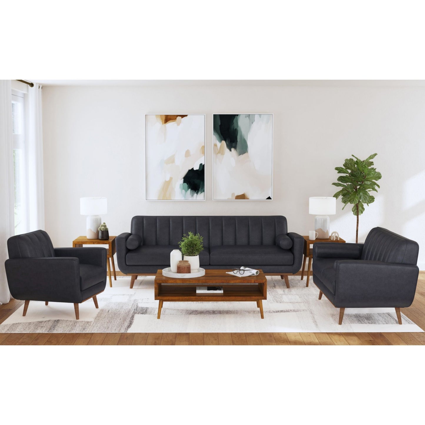 Horizon - Loveseat With Wood Front 2 Pillows