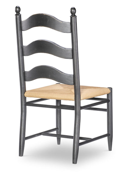 Vintage Market - Rush Seat Ladder Back Side Chair - Kettle Black