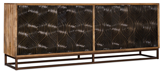 Swirl Door Entertainment Console - Light Brown / Dark Brown