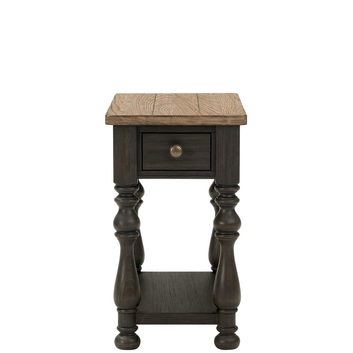 Barrington Two Tone - Chairside Table - Antique Oak / Matte Black