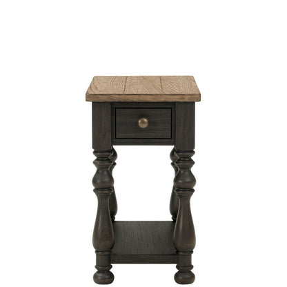 Barrington Two Tone - Chairside Table - Antique Oak / Matte Black