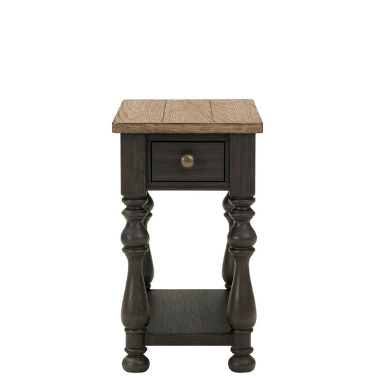 Barrington Two Tone - Chairside Table - Antique Oak / Matte Black