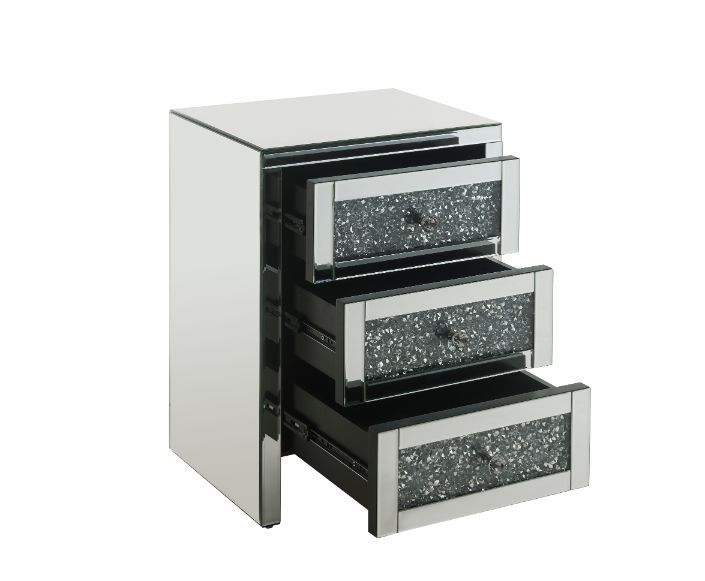 Noralie - 26" Accent Table With Faux Diamonds - Mirrored