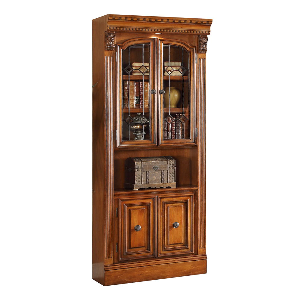 Huntington - Glass Door Cabinet - Antique Vintage Pecan