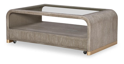 Miramar - Rectangular Glass Top Cocktail Table - Mink