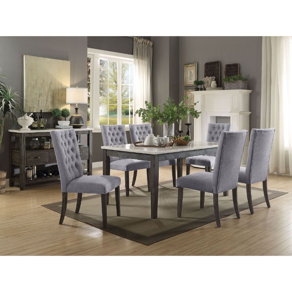 Merel - Dining Table - White Marble Top & Gray Oak