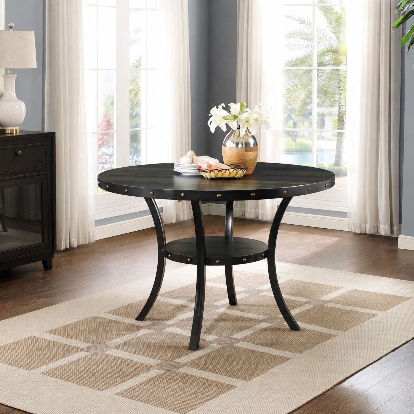 Crispin - Round Dining Table - Smoke - Wood