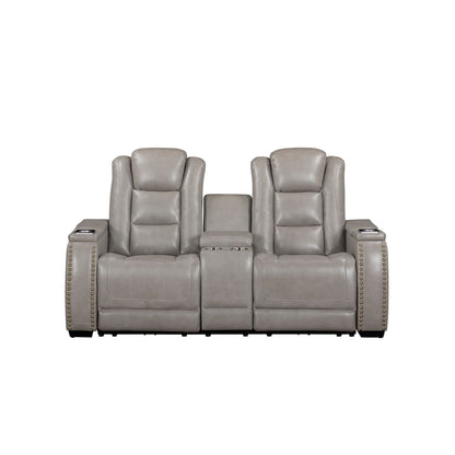 Breckenridge II - Console Loveseat With Power Headrest & Footrest - Light - Gray