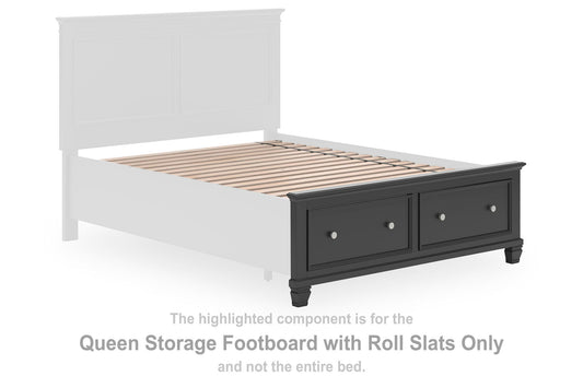 Lanolee - Queen Storage Footboard With Roll Slats - Black