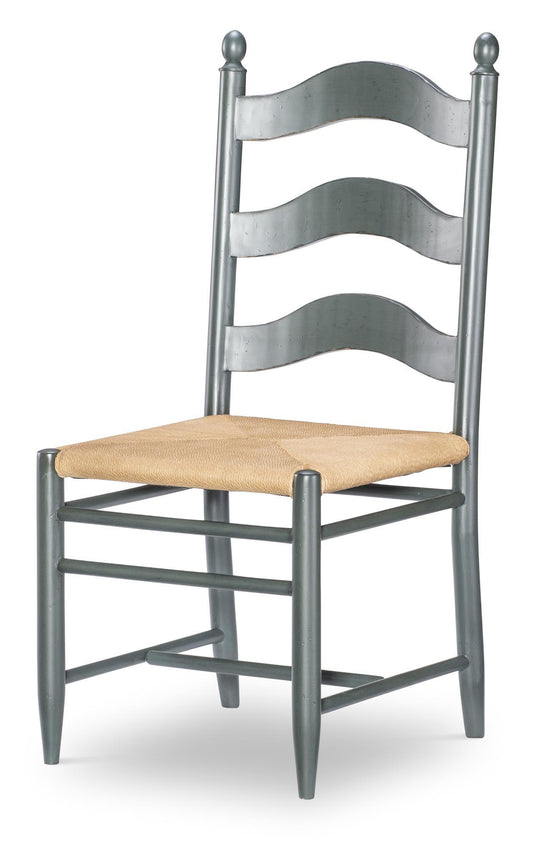 Vintage Market - Rush Seat Ladder Back Side Chair - Mallard Green