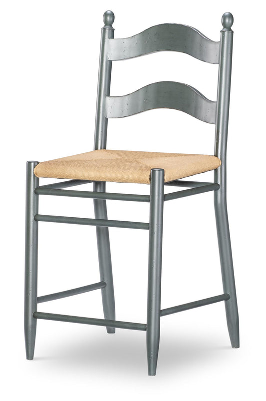 Vintage Market - Rush Seat Ladder Back Counter Height Chair - Mallard Green