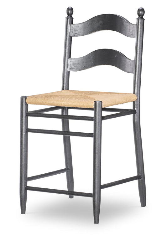 Vintage Market - Rush Seat Ladder Back Counter Height Chair - Kettle Black