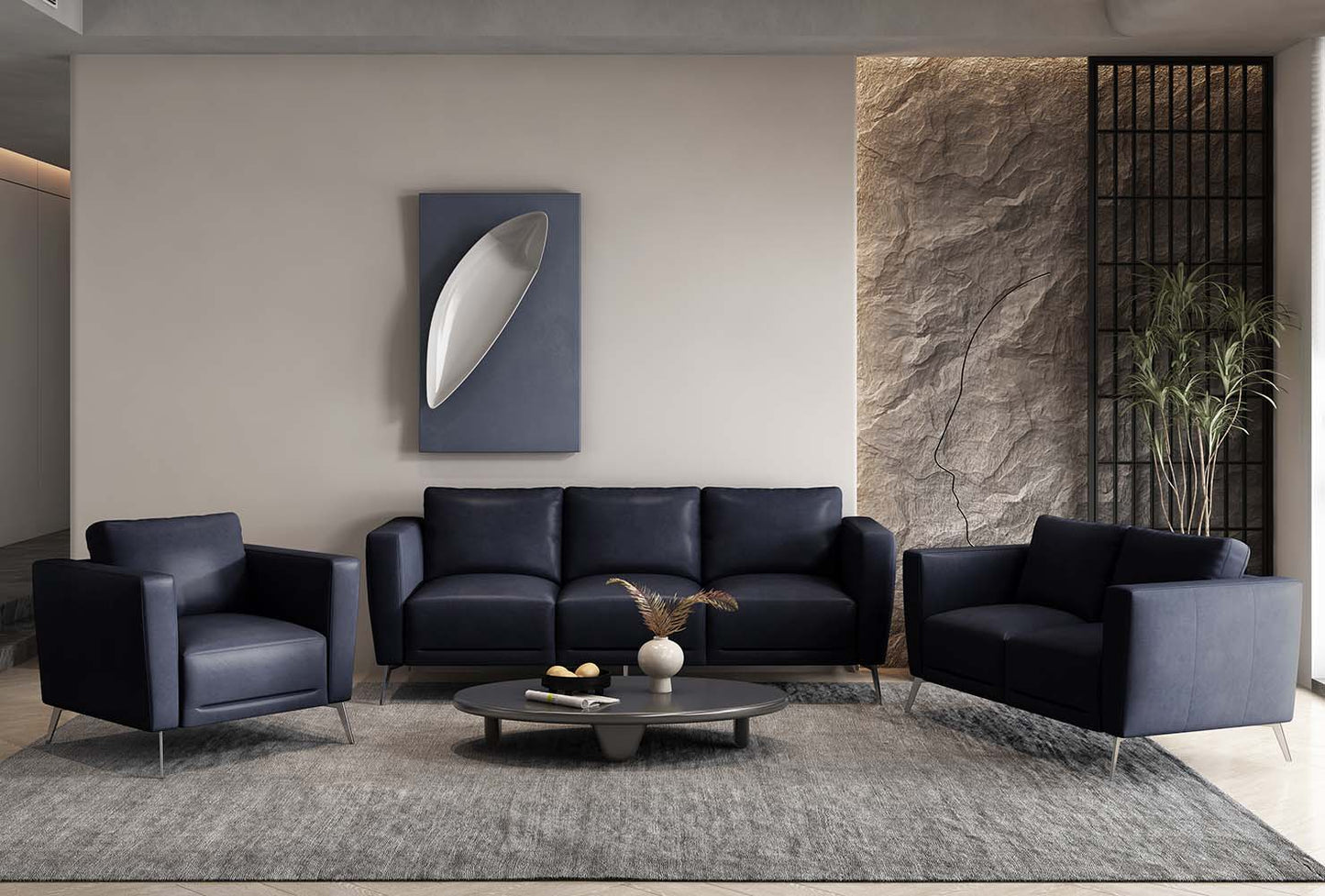 Astonic - Loveseat - Blue Leather