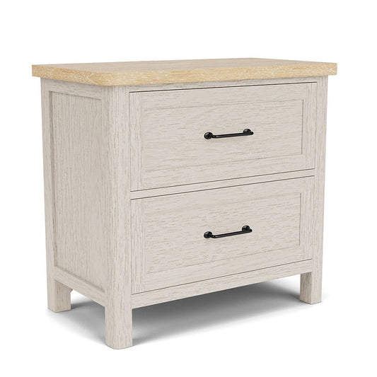 Glenndale - Two Drawer Nightstand - Aged White / Wheat