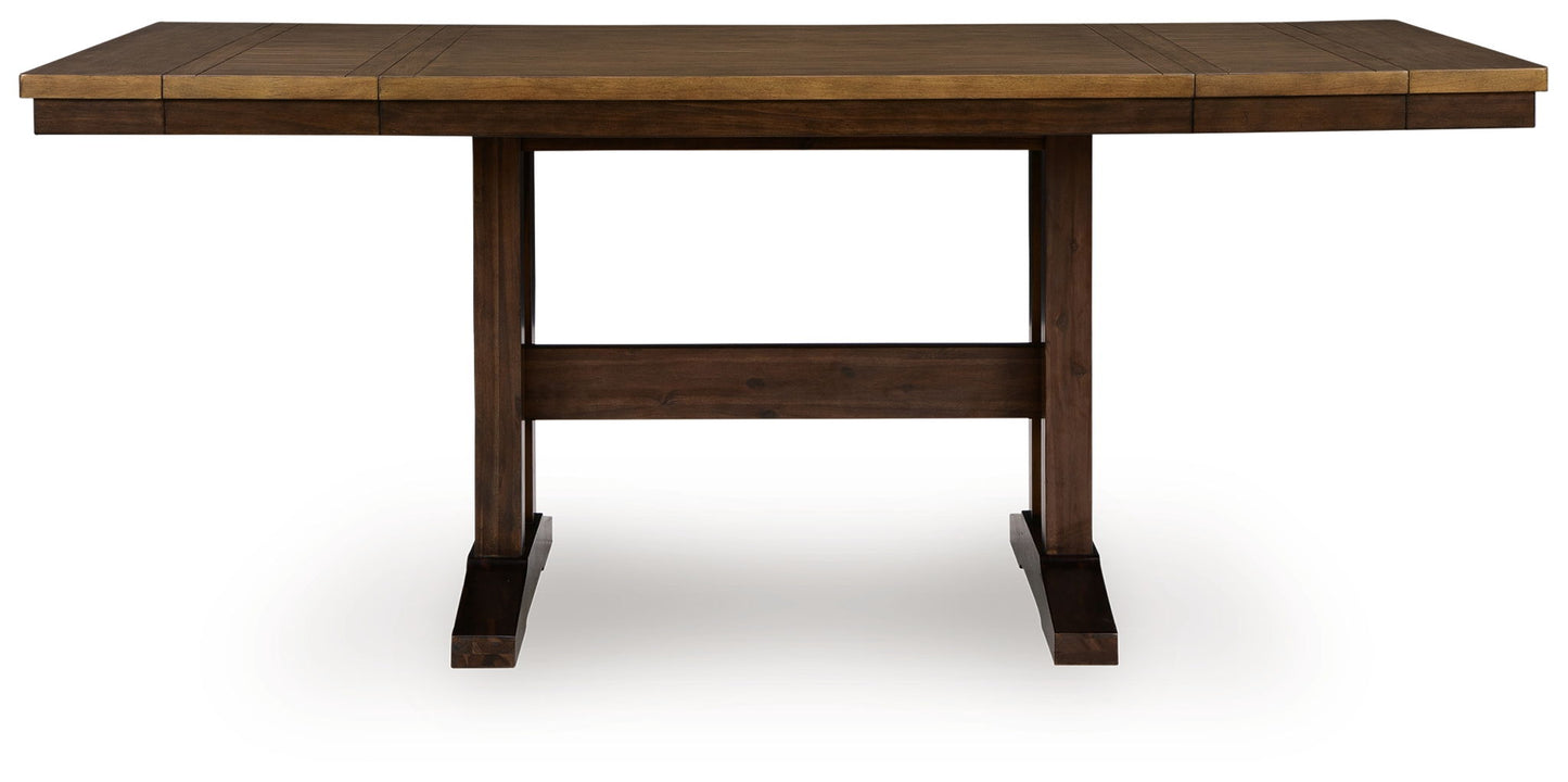Rylandeen - Rectangular Dining Room Counter Height Extension Table - Light Brown / Dark Brown