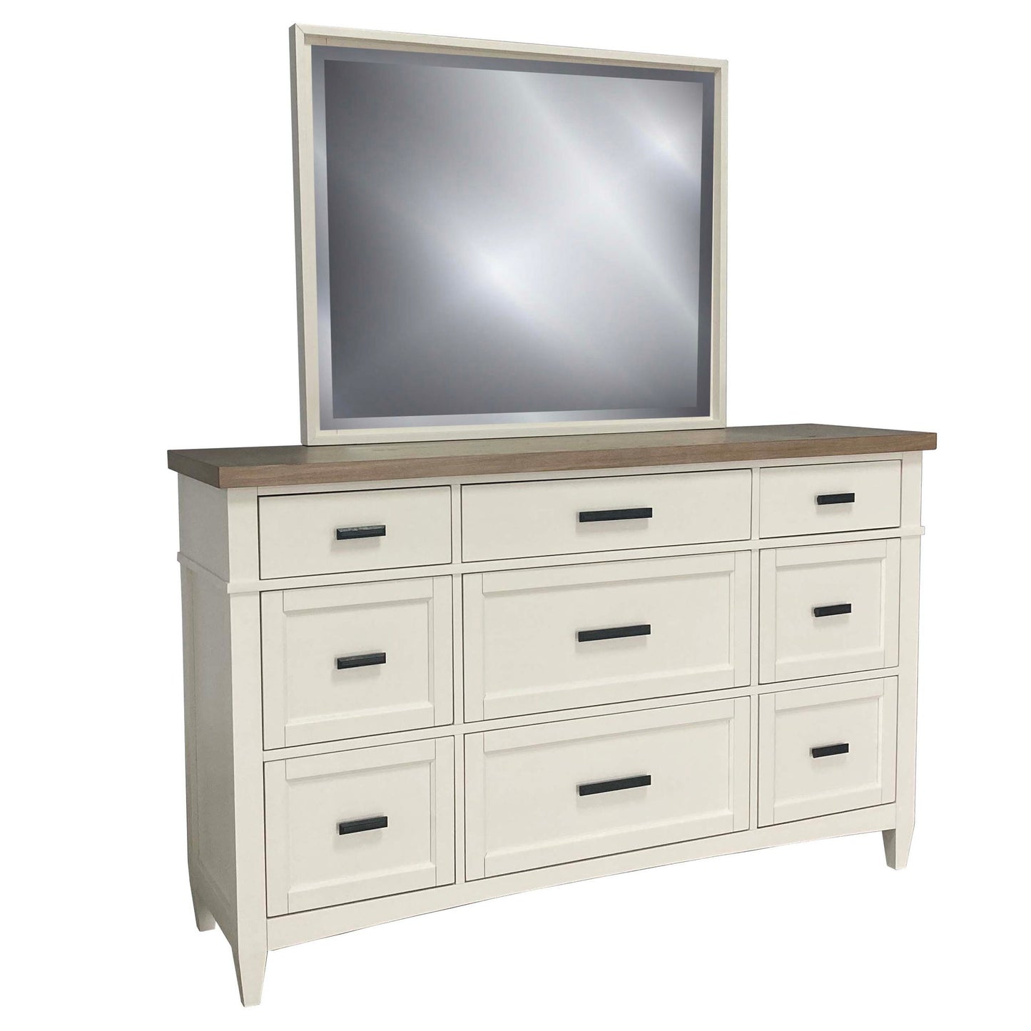 Americana Modern Bedroom - 9 Drawer Dresser And Mirror - Cotton