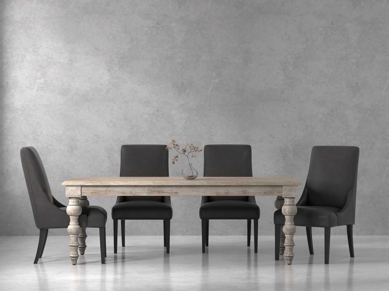Crossings - Eden Rectangular Dining Table With 4 Upholstered Chairs - Toasted Tumbleweed & Black