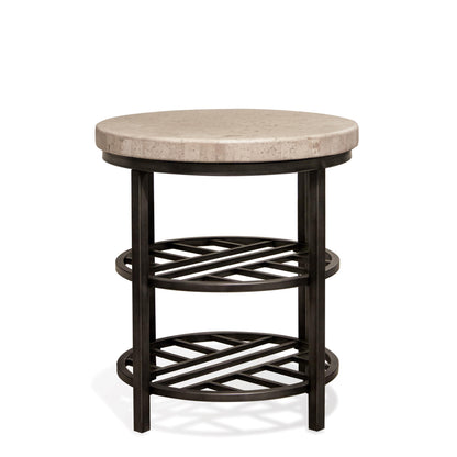 Capri - Round End Table - Alabaster Travertine