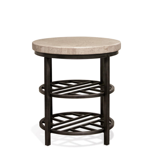 Capri - Round End Table - Alabaster Travertine