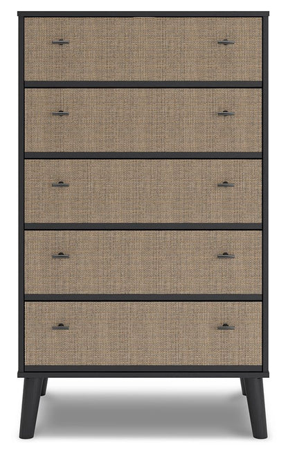 Charlang - Black / Gray - Five Drawer Chest