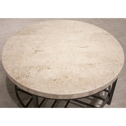 Capri - Round Cocktail Table - Alabaster Travertine