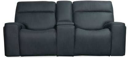MS - Riverton Power Gliding Console Loveseat With Power Headrest And Lumbar - Black