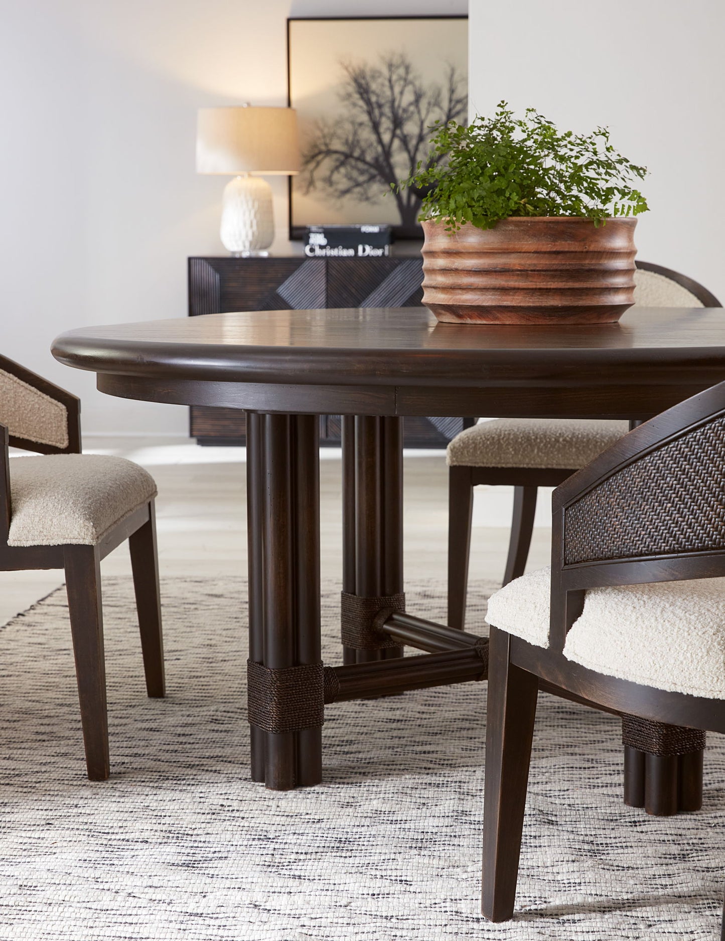 Retreat - Pole Rattan Round Dining Table With 1-20in Leaf