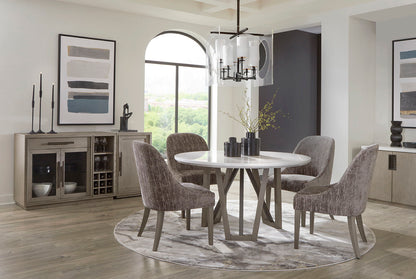 Pure Modern Dining - 54" Round Table With Wood Base - Moonstone