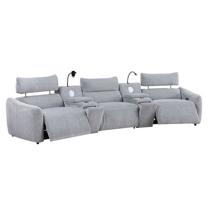 Fullar - LAF Modular Power Motion Recliner - Light Gary Chenille