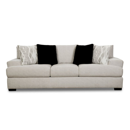 9010 - Sofa - Fentasy Silver With 2 Pillows Naples Black, 2 Pillows Exotica Birch