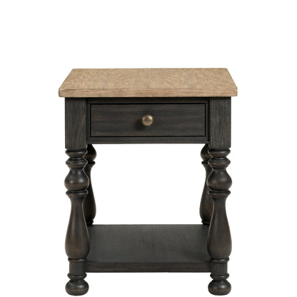 Barrington Two Tone - End Table - Antique Oak / Matte Black