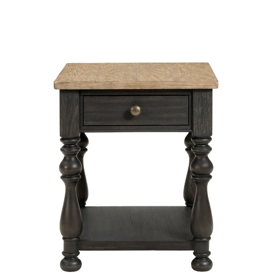 Barrington Two Tone - End Table - Antique Oak / Matte Black