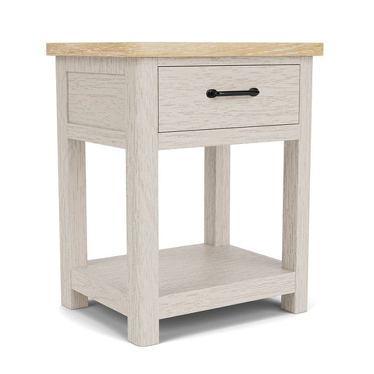 Glenndale - One Drawer Nightstand - Aged White / Wheat