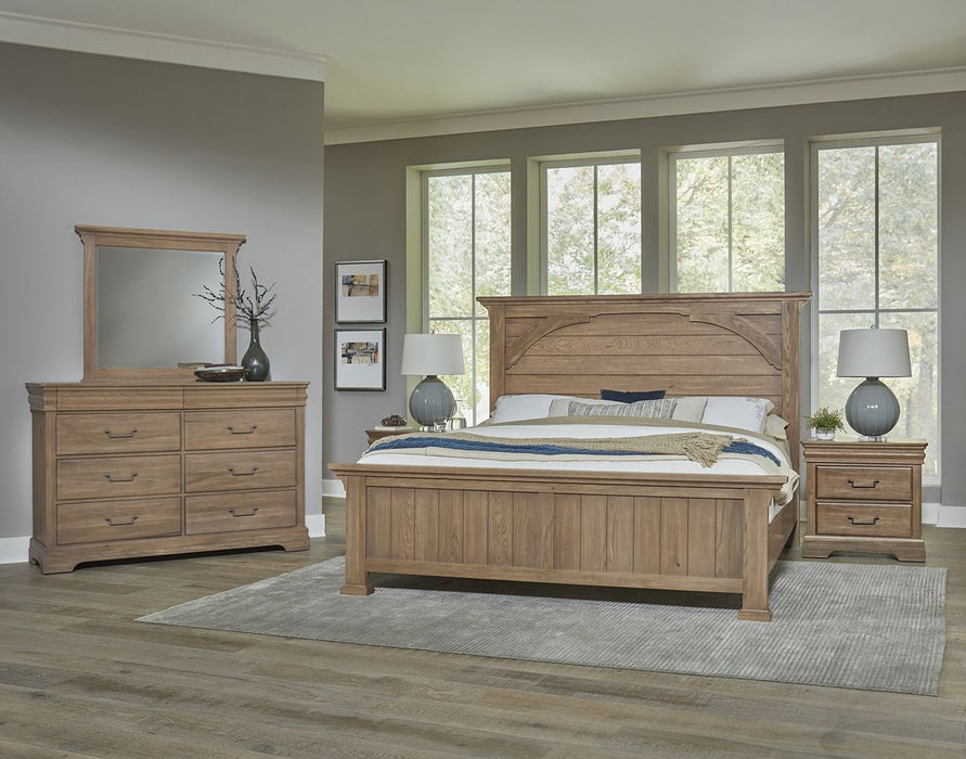 Vaughan Bassett Vista Queen Mansion Bed in Natural Oak