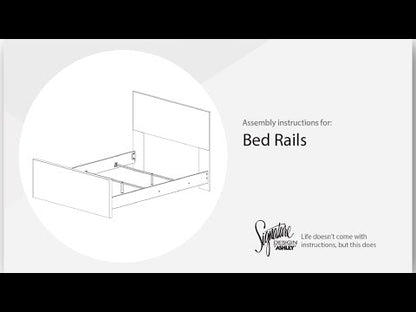 Willowton - King Sleigh Rails with Faux Plank Design - Whitewash