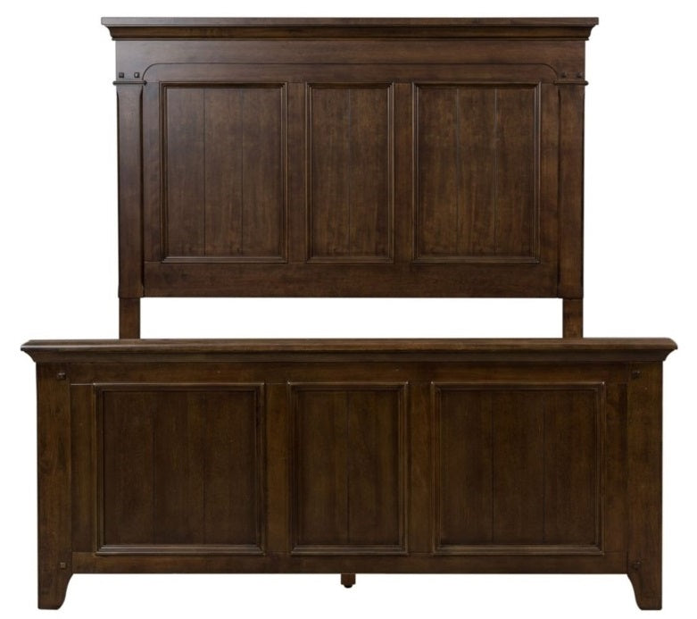 Liberty Furniture Saddlebrook Queen Panel Bed in Tobacco Brown